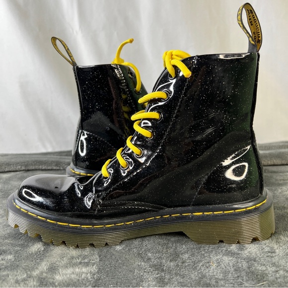 Dr. Martens Glitter Luana Women’s Black Combat Bootss Size 6 - Picture 6 of 12